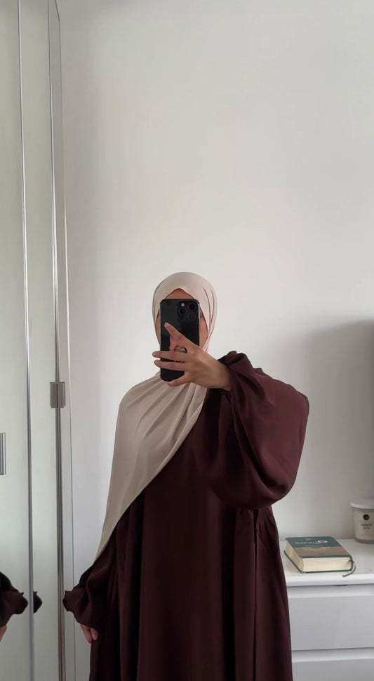 Chocolate brown balloon sleeve abaya